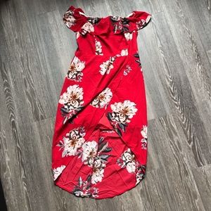 ✨Red Floral High-Low Dress Sz XL✨